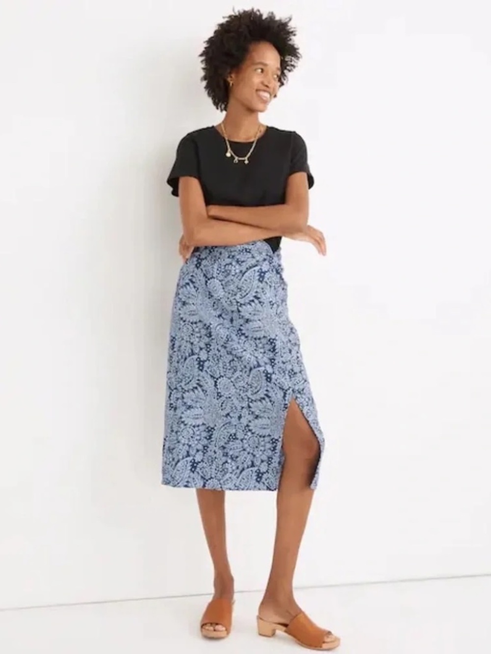 Madewell linen blend midi skirt with twist waist - Picture 1 of 6